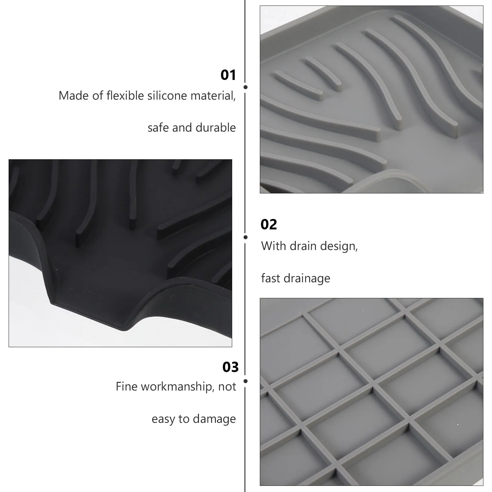 

2pcs Silicone Tray Drain Spout Thick Anti-Slip Holder Bathroom Kitchen Storage Rack Household Dish Decorative Soap Box Soap