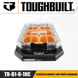 TOUGHBUILT TB-B1-O-10C StackTech Compact Low-Profile Organizer Multifunctional Car Storage Repair Parts Box Stackable Organizer