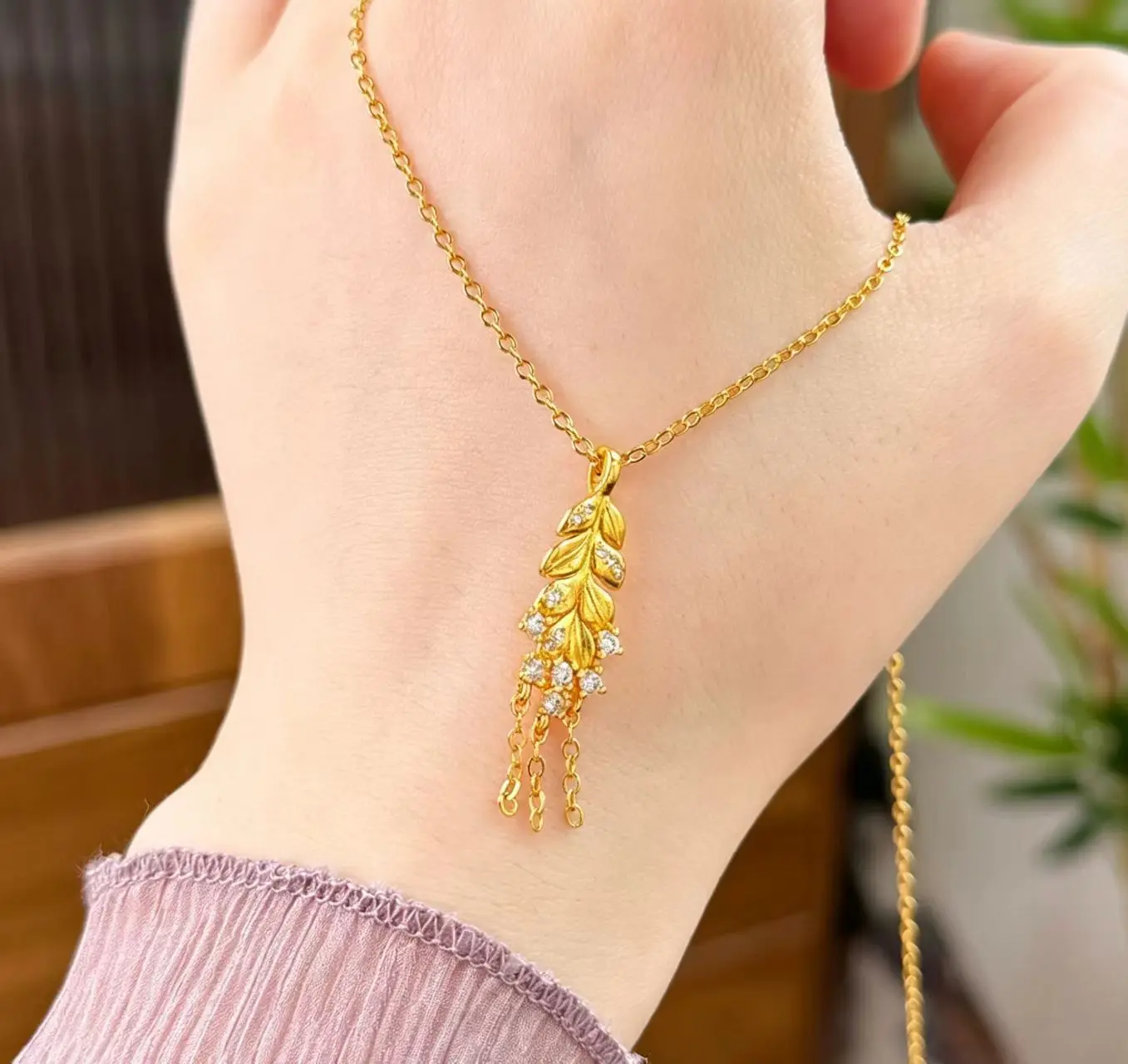 Light Luxury Heirloom Style, Stars, Tassels, Wheat Ears, 9999 Gold Necklace, The Preferred Gift For Girlfriends