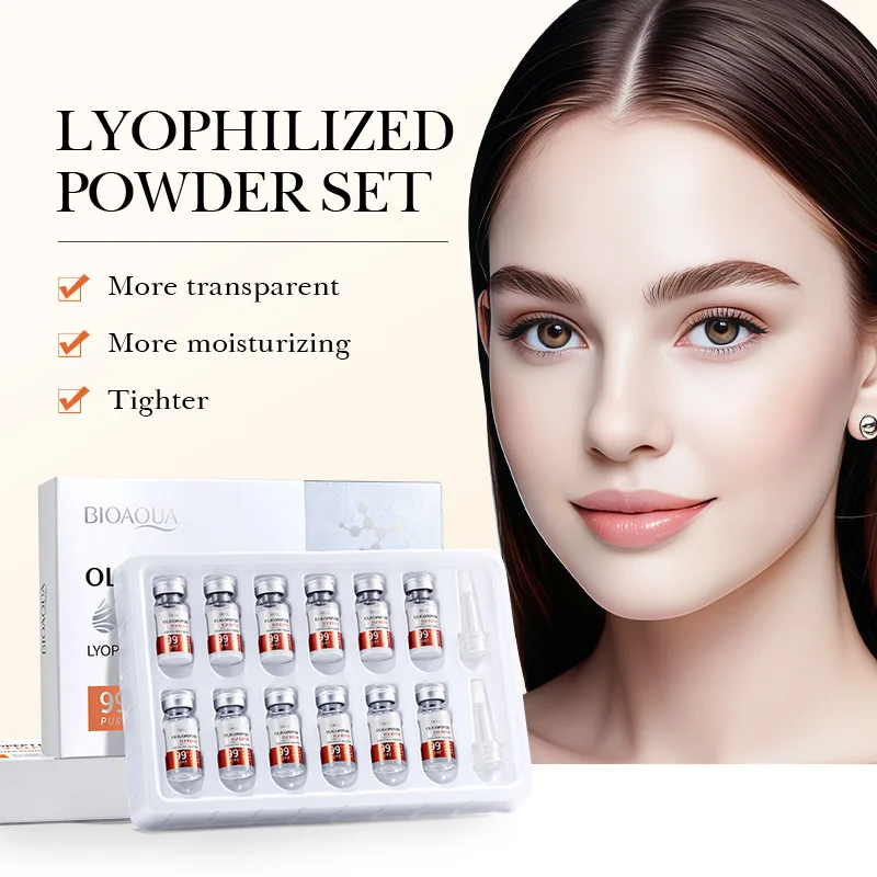 BIOAOUA Face Serum Niacinamide Vitamin C Freeze Dried Powder Set Spot Acne Shrinking Pores Wrinkle Remover Firming Whitening