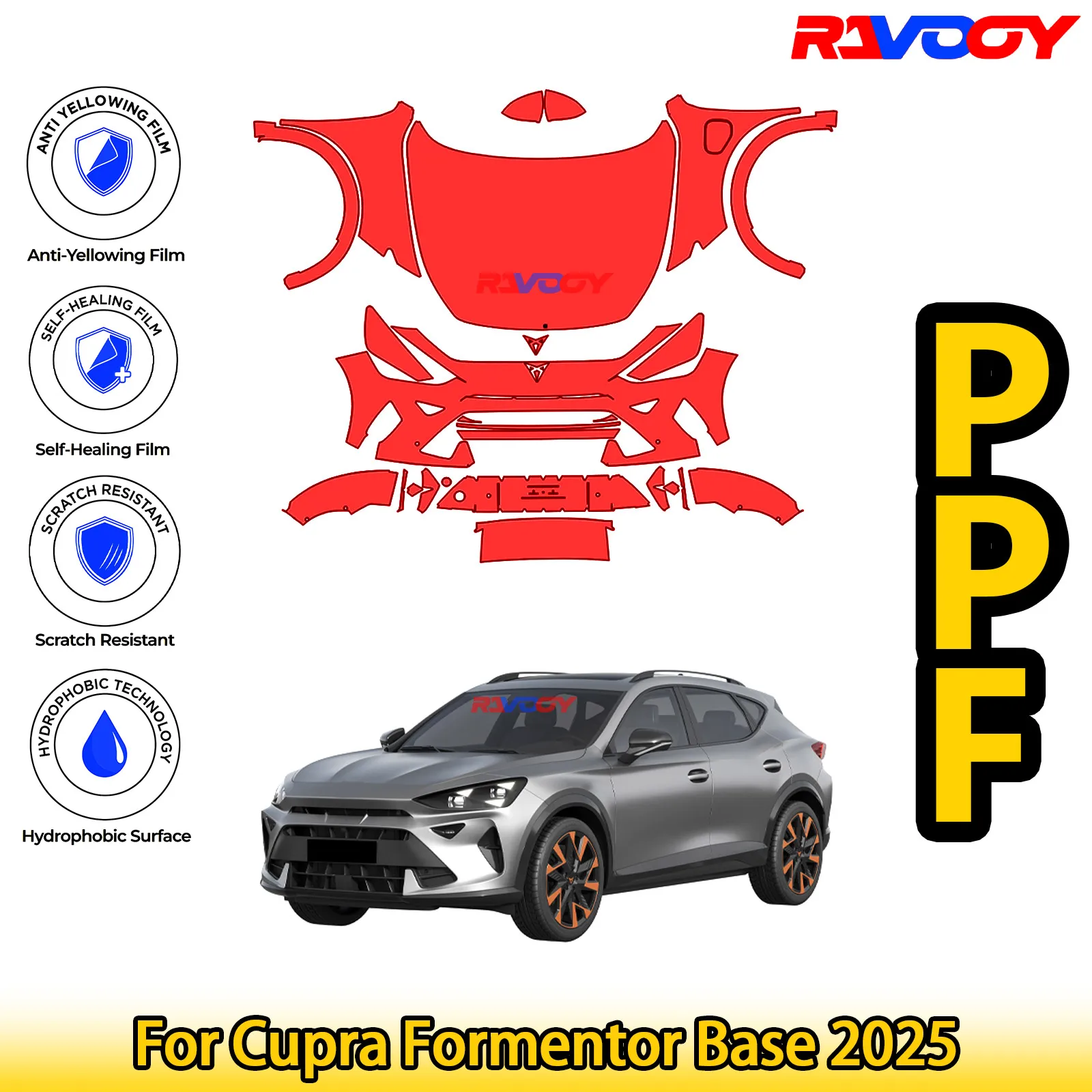 

For Cupra Formentor Base 2025 Glossy Matte Black Precut front PPF Kit Paint Protection Film