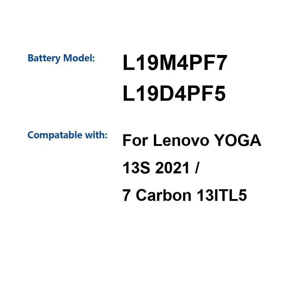 

Для Lenovo Yoga 13S 2021 7 Carbon 13ITL5 долговечный аккумулятор для ноутбука 6476 мАч L19M4PF7 L19D4PF5