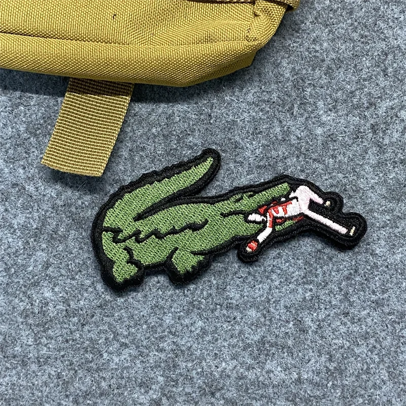 Alligator Bite Embroidery Patch Embroidery Tactical Morale Badge  Armband Hook and Loop Backpack Patches Appliques for Clothing