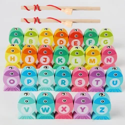 Kids Wooden Fishing Game Toys Gifts Early Education Alphabet Numeric Cognitive Toys Children Interactive Games Toys for Gifts