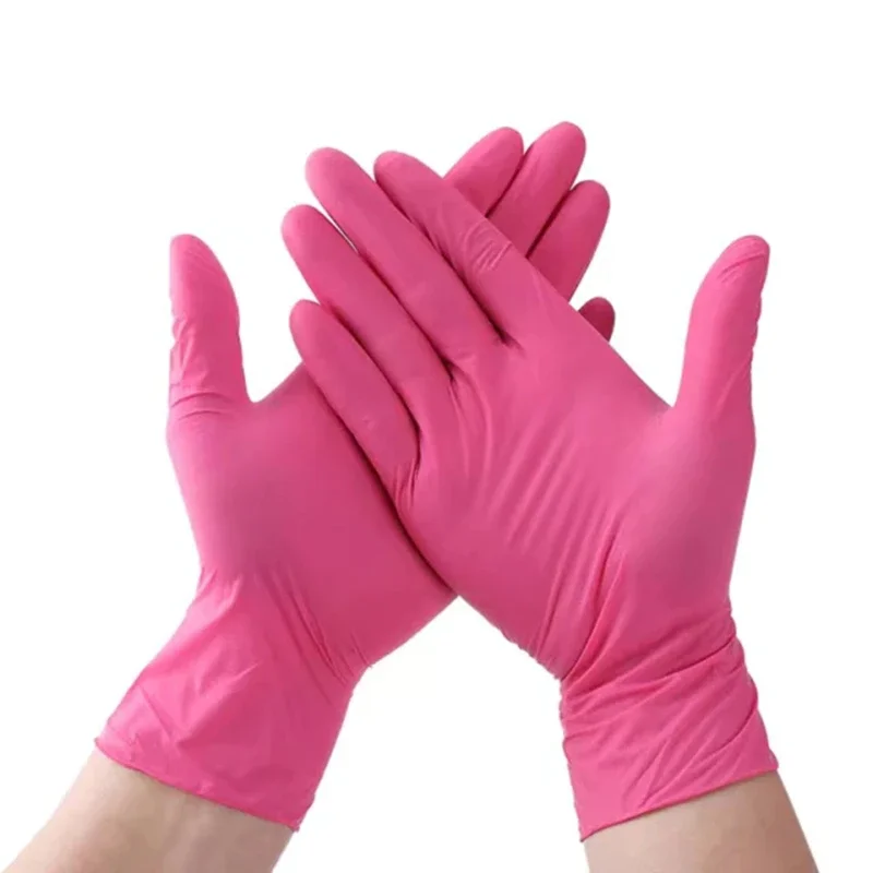 Disposable Gloves Pink Nitrile Gloves for Household Cleaning Working Drawing Garden Kitchen Tattoo SPA Salon Dishwashing Glove