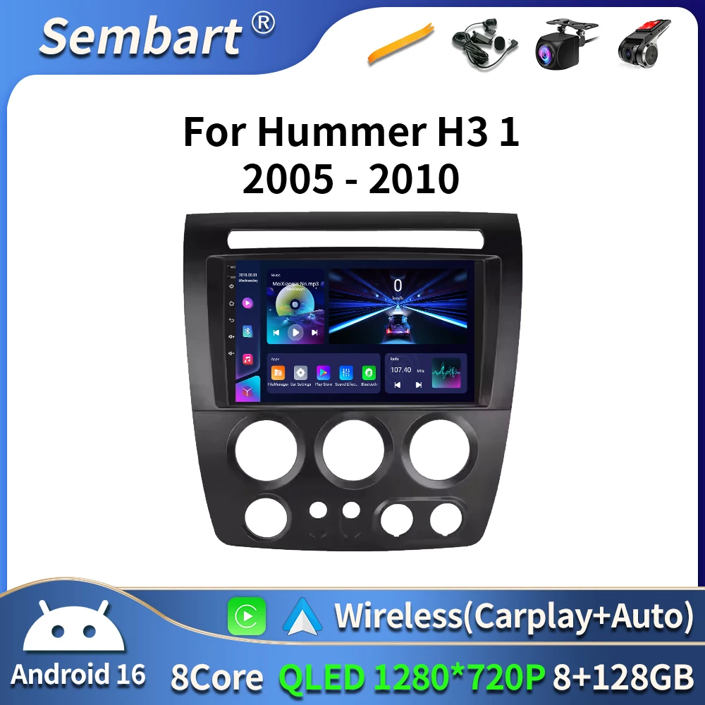 

Android 16 For Hummer H3 1 2005 - 2010 Car Radio Multimedia Video Player Navigation stereo GPS Wireless Carplay 4G+WiFi BT DVD