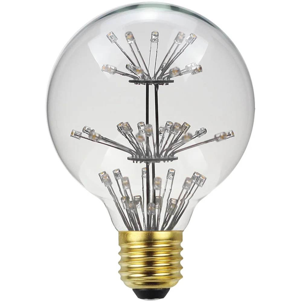 TIANFAN-Ampoule LED Edison Vintage, enquêter d\'Artifice Étoilé, G80, G95, G125, 3W, Non Variable, 2200Kelvin, Super Chaud, Décoratif