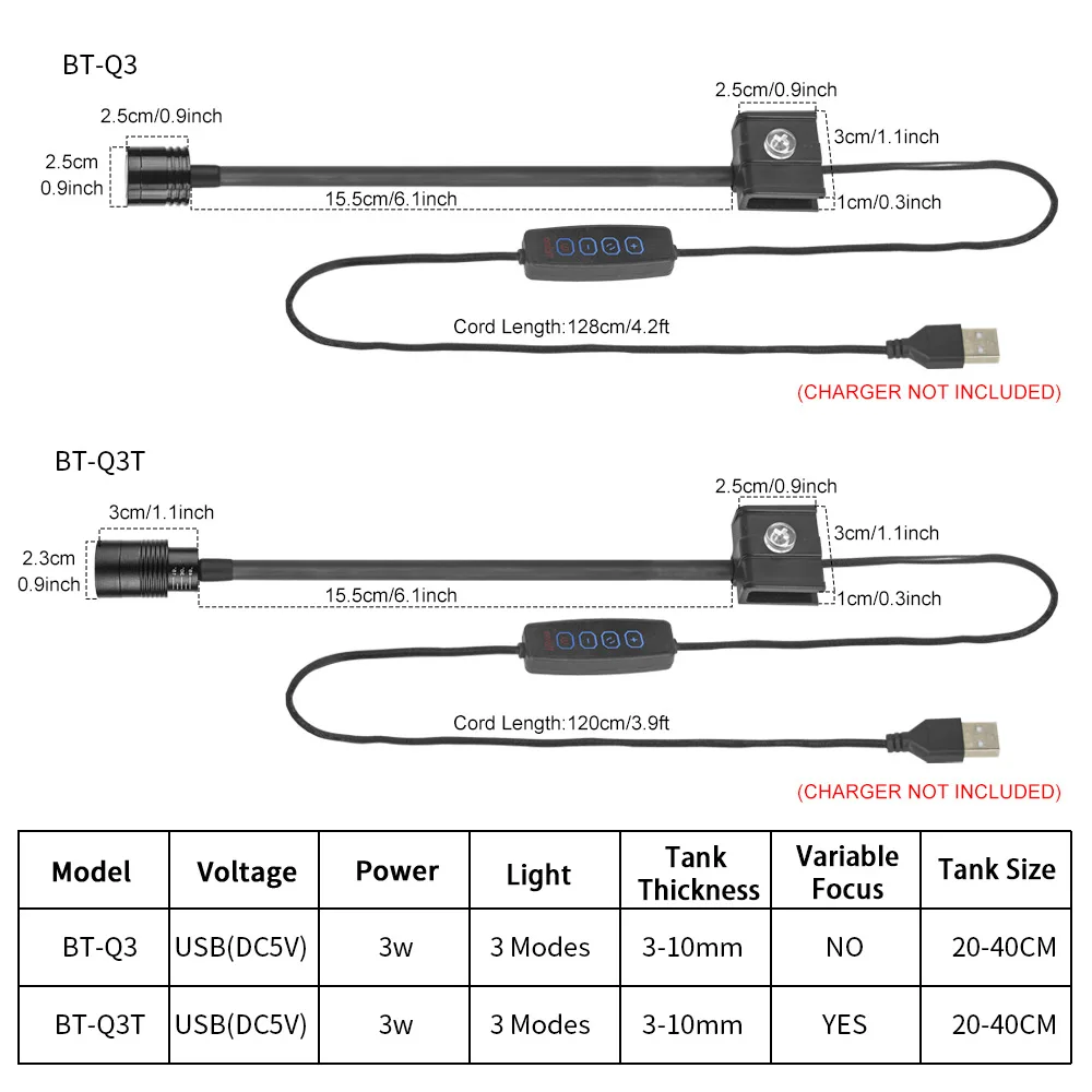 USB حوض السمك ضوء نباتات الإضاءة تنمو ضوء سوبر سليم LED 3 واط إضاءة النباتات المائية مقاوم للماء كليب على مصباح لخزان الأسماك
