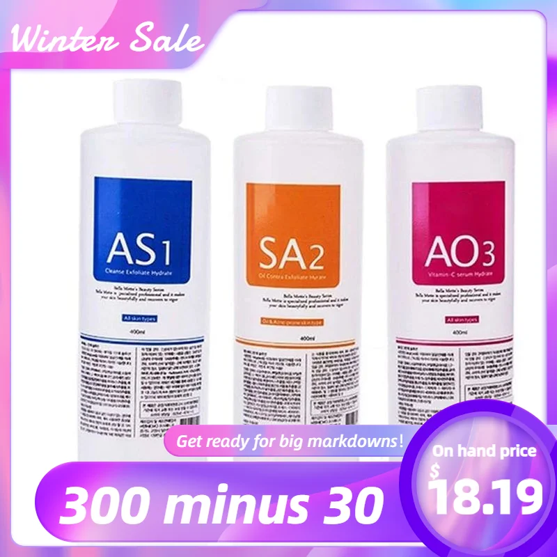 AS1 SA2 AO3 Small Bubble Aqua Peeling Solution 400ml Hydrogen Oxygen Dermabrasion Facial Cleaning Blackhead Export Liquid Beauty