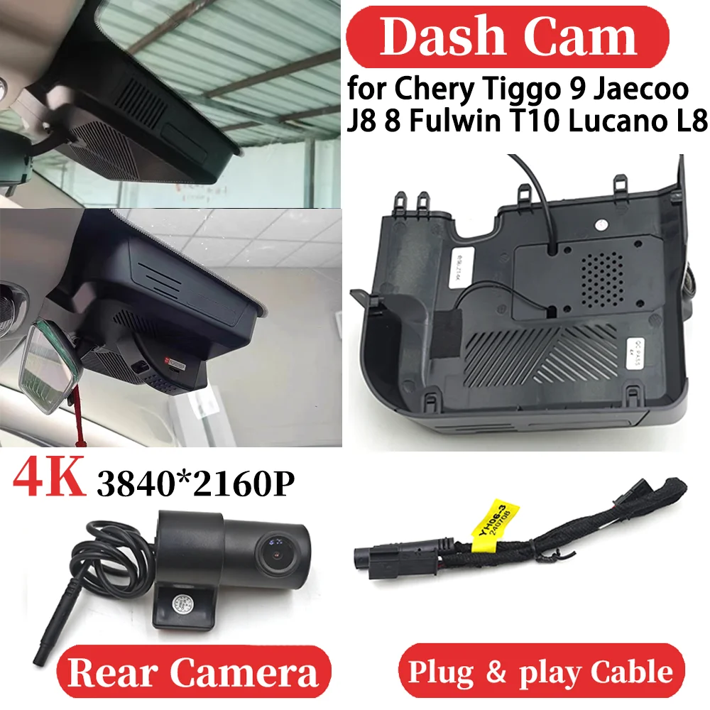 

for Chery Tiggo 9 Jaecoo J8 8 Fulwin T10 Lucano L8 HUD Car 4K Wifi Video Recorder DVR Dash Cam Dashboard Camera Night Vision