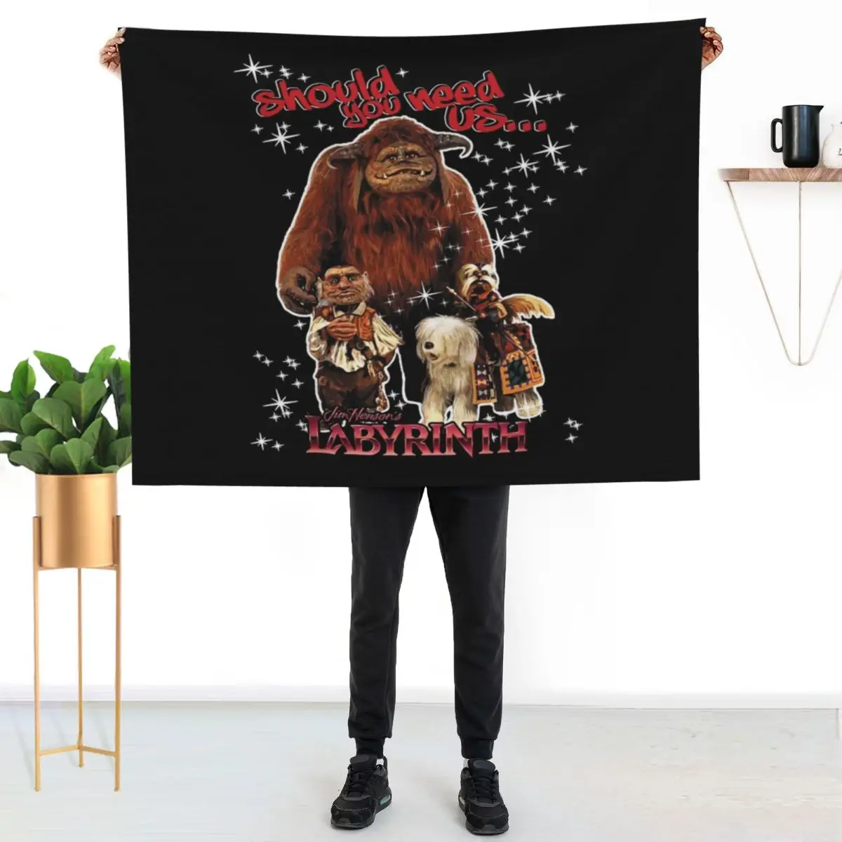 

Should you need us the labyrinth film idol art gift for fans Throw Blanket Travel Size Cozy Blanket for Plane Train