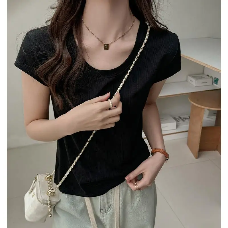 

Slimming oulder ort irt Women's Little Fly Sves Simple Sle Loose Fit T-irt with Bull Horn Sves Pure Color