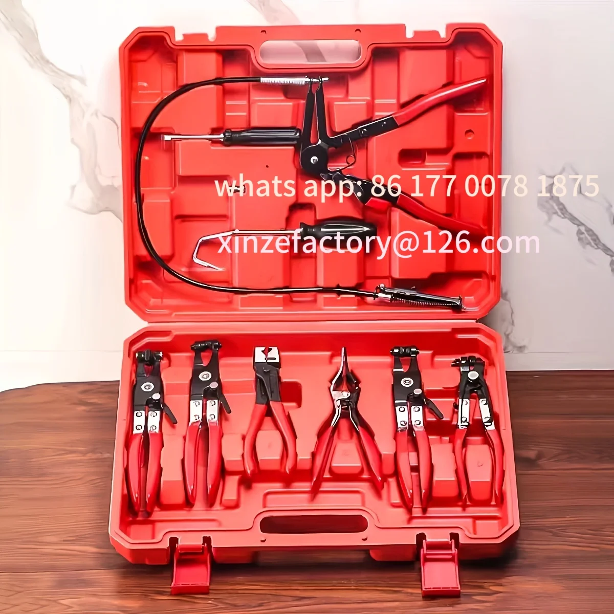 Customizable 9pcs Wire Long Reach Hose Clamp Pliers Set Fuel Oil Water Hose Auto Tools,Hose Clamp Pliers for Fuel Oil & Water