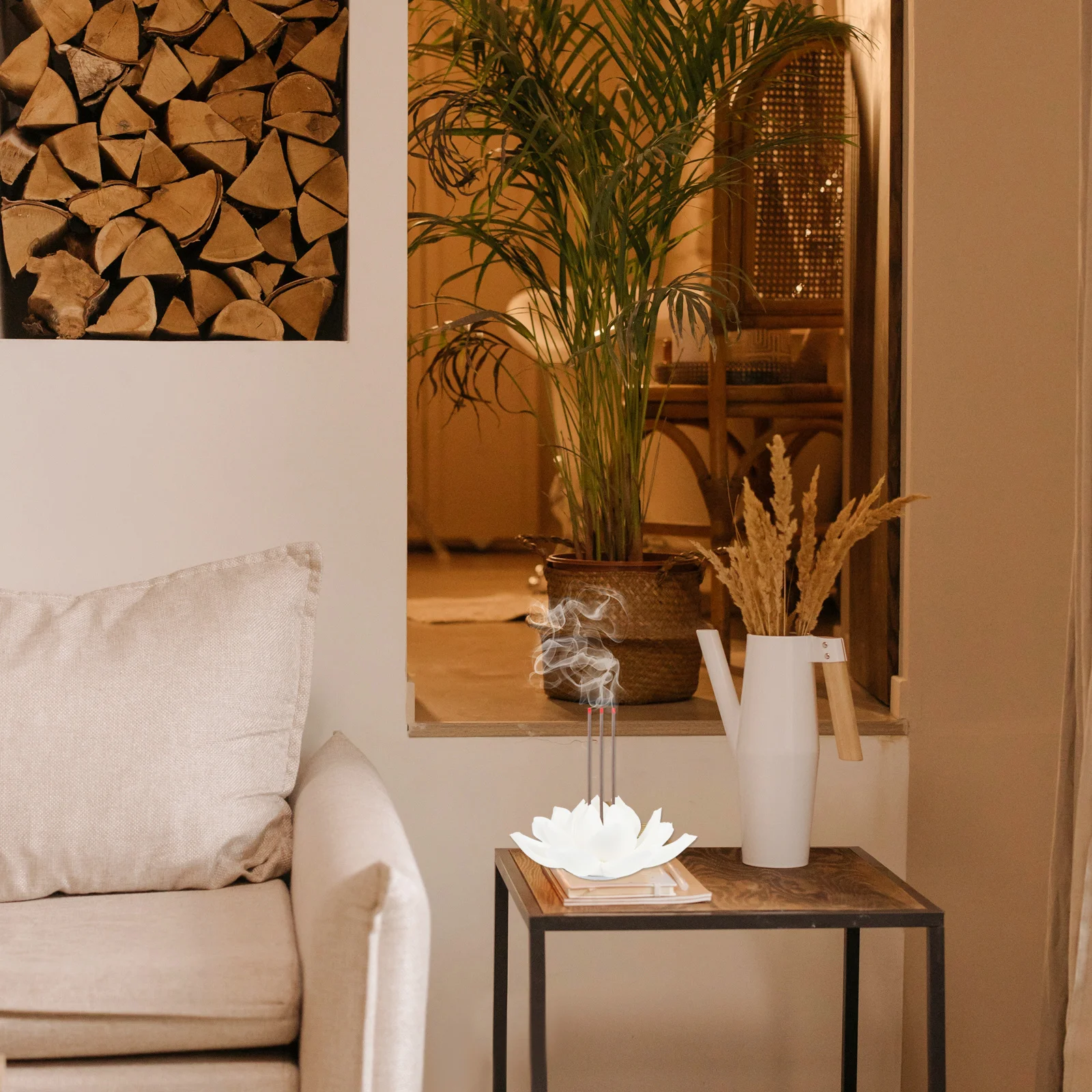 

1Pcs Lotus Flower Incense Holder Craft White Ceramic Burning Base for Stress Relief Sleeping Aid Mood Enhancement Decor Incense