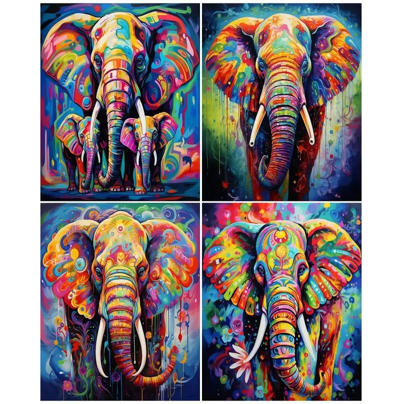 

GATYZTORY Diamond Painting Colorful Elephant Animal Mosaic Embroidery Star Full Square Round Drill Home Decor Rhinestones Diy Gi