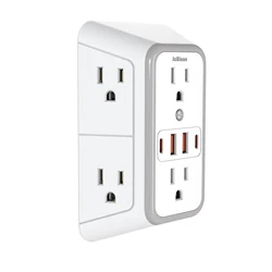 Multiple Sockets US Plug Power Strip with 6 AC Outlets 4 USB Ports(2 Type C), Wall Socket Universal Network Filter Fast Charging