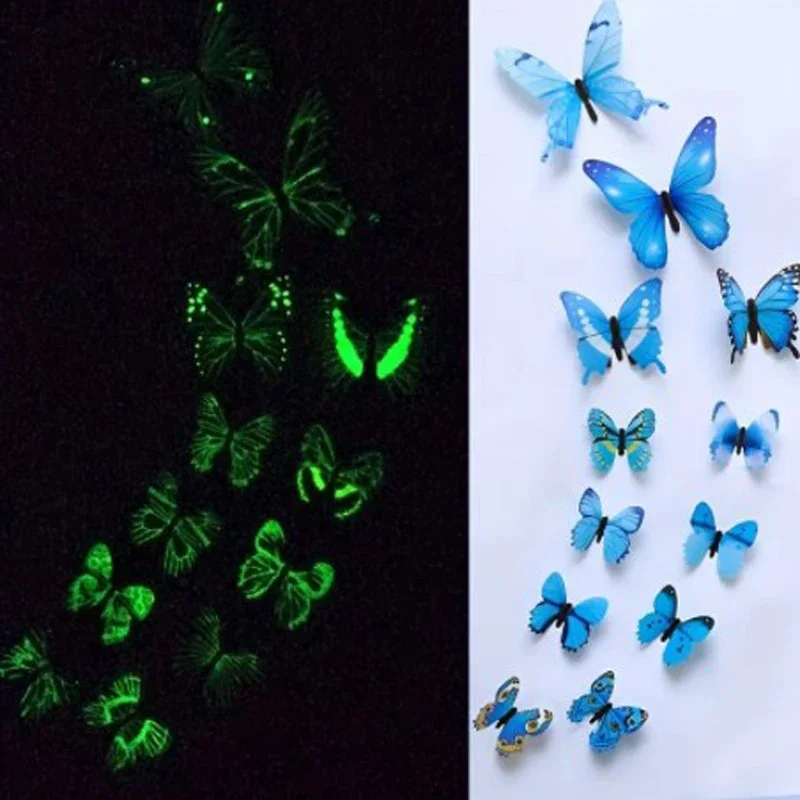 

12 шт. 3D светящаяся бабочка креативные наклейки на стену DIY наклейки на стену современное настенное искусство украшение дома DIY подарки