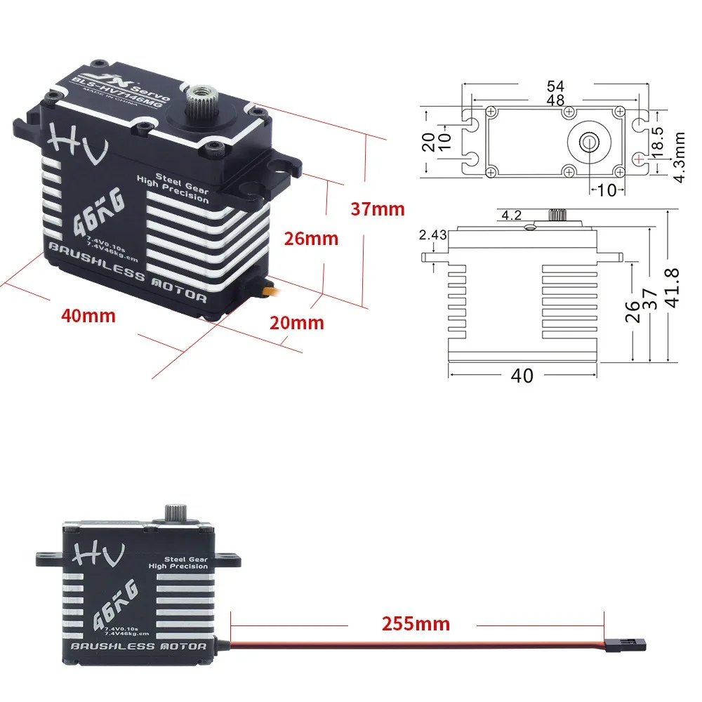 JX Servo BLS-HV7146MG High Voltage Brushless Ultimate Servo 32.5kg High Torque Metal Servo