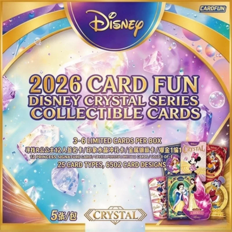 Genuine 2026 Card.Fun Disney Crystal Series Collectible Trading Cards Rare Character Cards Hobby Pack Fan Gift for Anime Fans