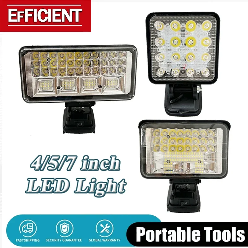 

Портативный светодиодный прожектор 4/5/7 дюймов, беспроводной, для работы на улице, рыбалки, ручной, аварийный, совместим с аккумулятором 18В, подходит для Makita