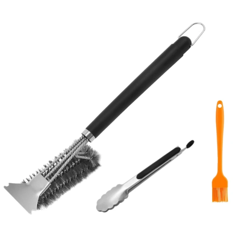 Grill Brush, Grill Cleaning Brush With Extra Long Stainless Steel Bristles, Spatula And PP Heat Insulation Handle