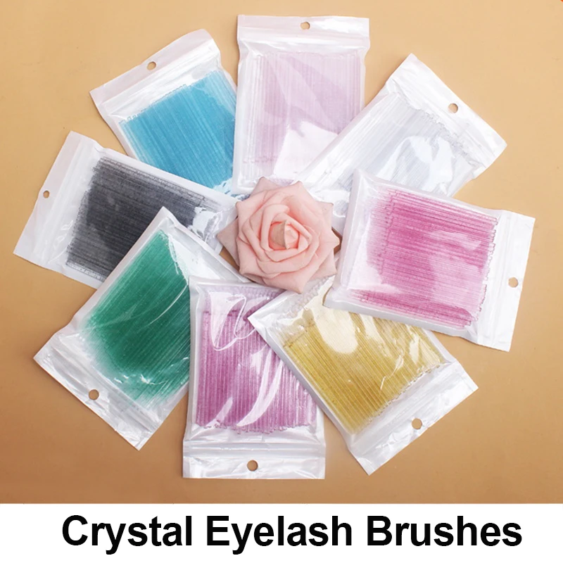 Wholesale 100Pcs/Bag Glitter Eyelash Extension Cleaning Brush Stick Bottle Fake Lash Graft Spoolies Shining Perm LiftingTools