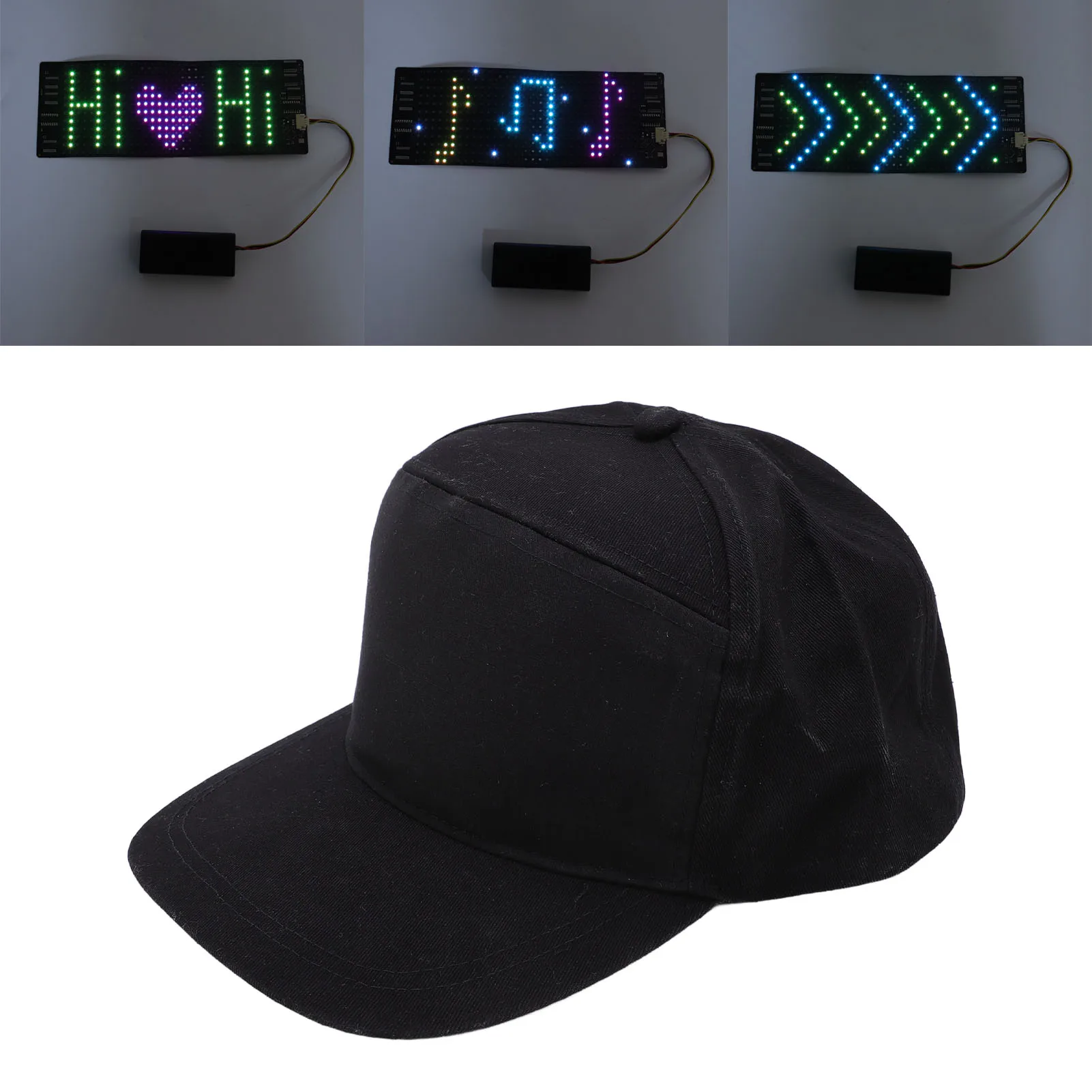 

LED Hat Light Display Screen DIY Smart Pixel Matrix Baseball Hat Rechargeable Bluetooth APP Control Hip Hop Street Party Decor