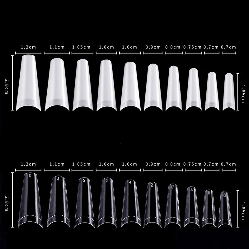 500 Stück französischer falscher Nagel mit flachem Kopf, transparent, Natur, Acryl, zum Aufdrücken der Nägel, halbe Abdeckung, Maniküre-Kunst-Verlängerungswerkzeuge