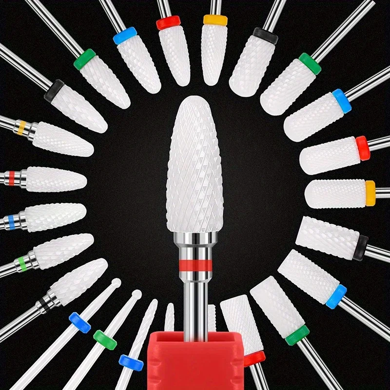 1 個セラミックフライスカッターネイルドリルビット電気マニキュアドリルペディキュアミルビットマシンファイルネイルアートアクセサリーツール