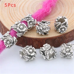 5pcs Retro Flower Dreadlocks Dread Hair Braids Jewelry Decorations Metal African Hair Rings Beads Cuffs Tubes Charms Accessories