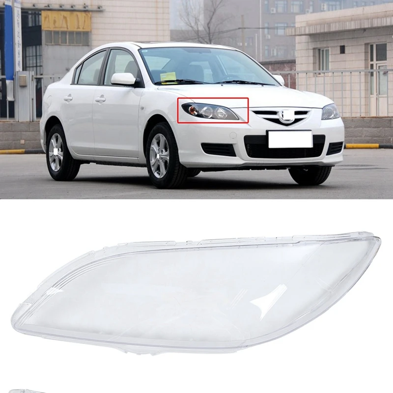 2 Pair Car Left & Right Front Headlight Cover Waterproof Clear Headlight Lens Shell Cover, For Mazda 3 2006-2012