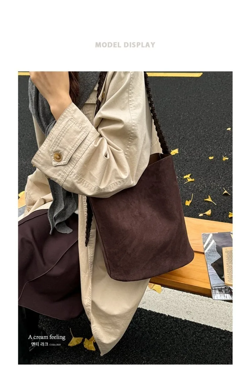 Mehrfarbige Wildleder-Schultertasche mit Verstellbarem Riemen, Lässiger Stil für Tägliches Einkaufen, Verabredungen, Pendeln und Kurzreisen – Detail 1