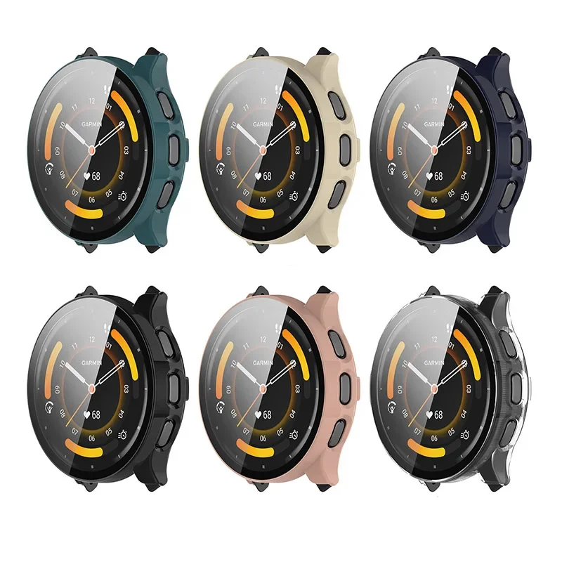 Protector de pantalla de vidrio templado, estuche rígido/funda chapada de TPU para accesorios de reloj Garmin Venu 3 3s