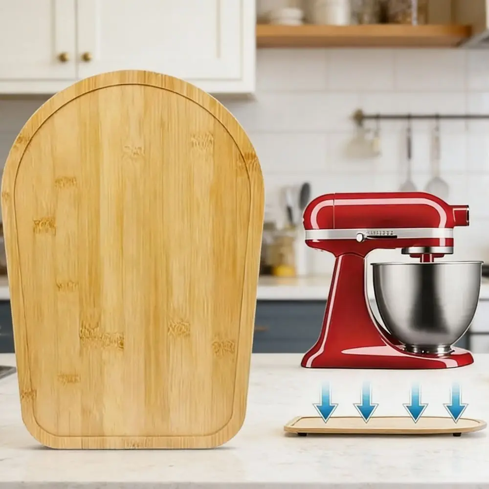 Tapete Deslizante de Bambu com 4 Patins para Batedeira, Bandeja Deslizante de Madeira para Batedeira KitchenAid Tilt Head 4.5-5 Quart