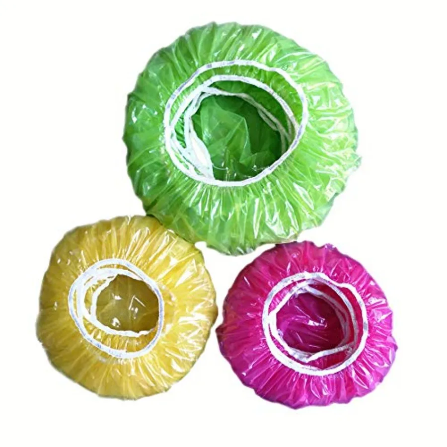 60 Pcs Reusable Elastic Food Bowl Covers 3 Sizes BPA Free for Kitchen Translucent Stretchable, Colorful, Alternative to Foil an
