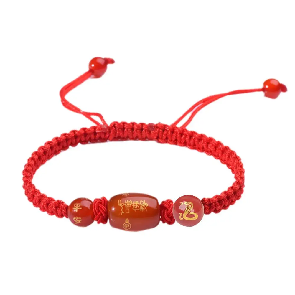 Tradicional chinês Dragão Red Hand Rope, pulseira ajustável, Acessórios tecidos, Luck K0G3