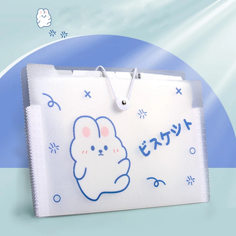 Multi-layer A4 Expanding Wallet File Folder Rope Buckle Cartoon Organ Bag Large-capacity School Office Data Storage Organizer