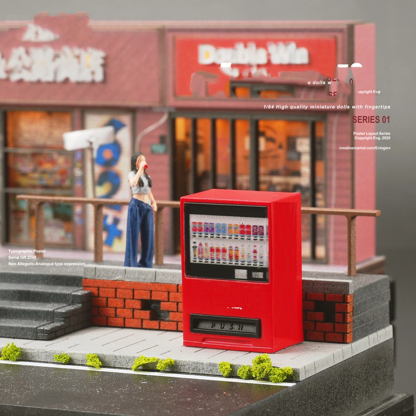 

Diorama 1/64 Miniature Figure Exposed Umbilicus Girl Cola Machine Model Resin Minifigure Garage Scene Collection Hobby