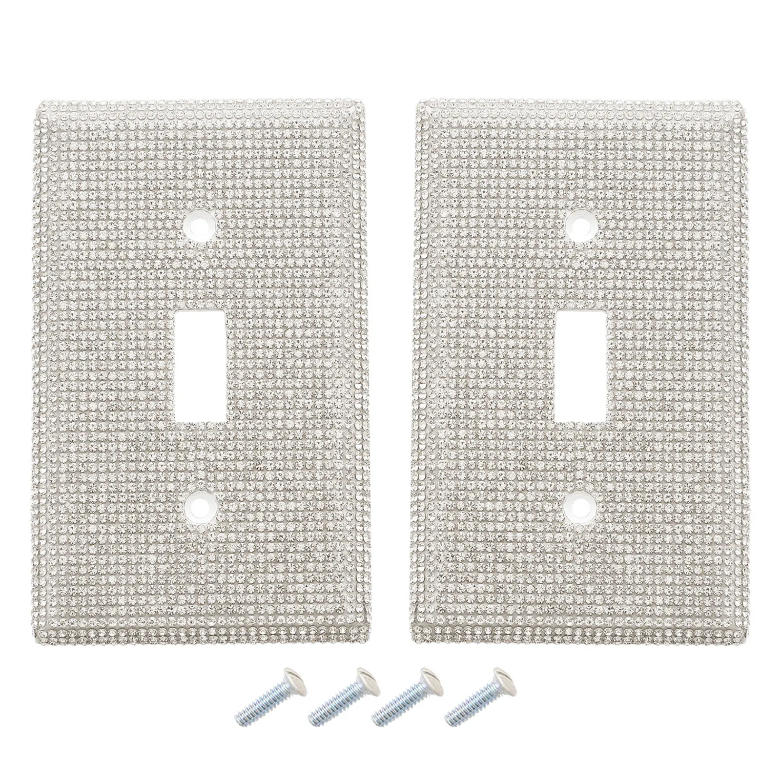 2p Switch Panel Sticker Rhinestones Wall Plate Cover With Screws Glitter Crystal Plug Outlet Light Socket Covers Home Decoration
