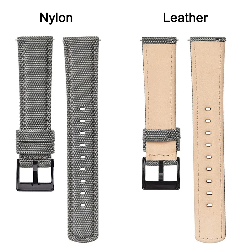 UTHAI Nylon Canvas genuine Leather Watch Strap 20mm 22mm For samsung galaxy watch 4 huawei watch gt2 Watch Accessories