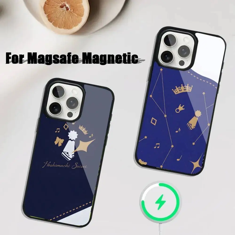 

H-Hoshimachi S-Suisei Phone Case For iPhone 17,16,15,14,13,12,11,Pro,Max,Plus,Mini,SE4,E Magnetic Magsafe Wireless Charging