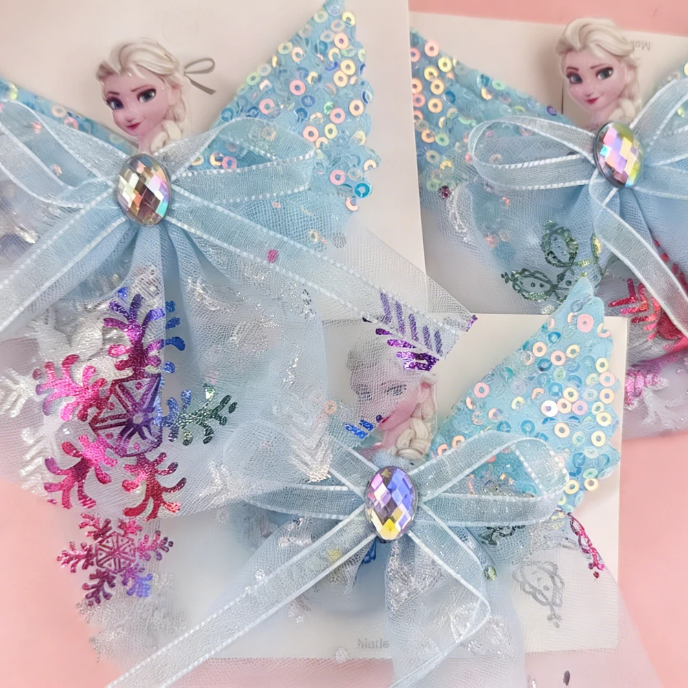 disney Frozen Elsa anime merchandise, accessory ornaments, cute hair clips for girls,blue hair clips,cosplay，Apparel Accessories