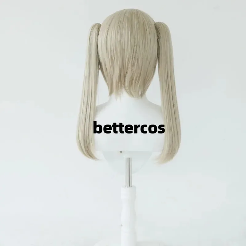 Pelucas de Anime Maka Albarn, cola de caballo de doble Clip de lino, pelo sintético resistente al calor, Cosplay + gorro de peluca