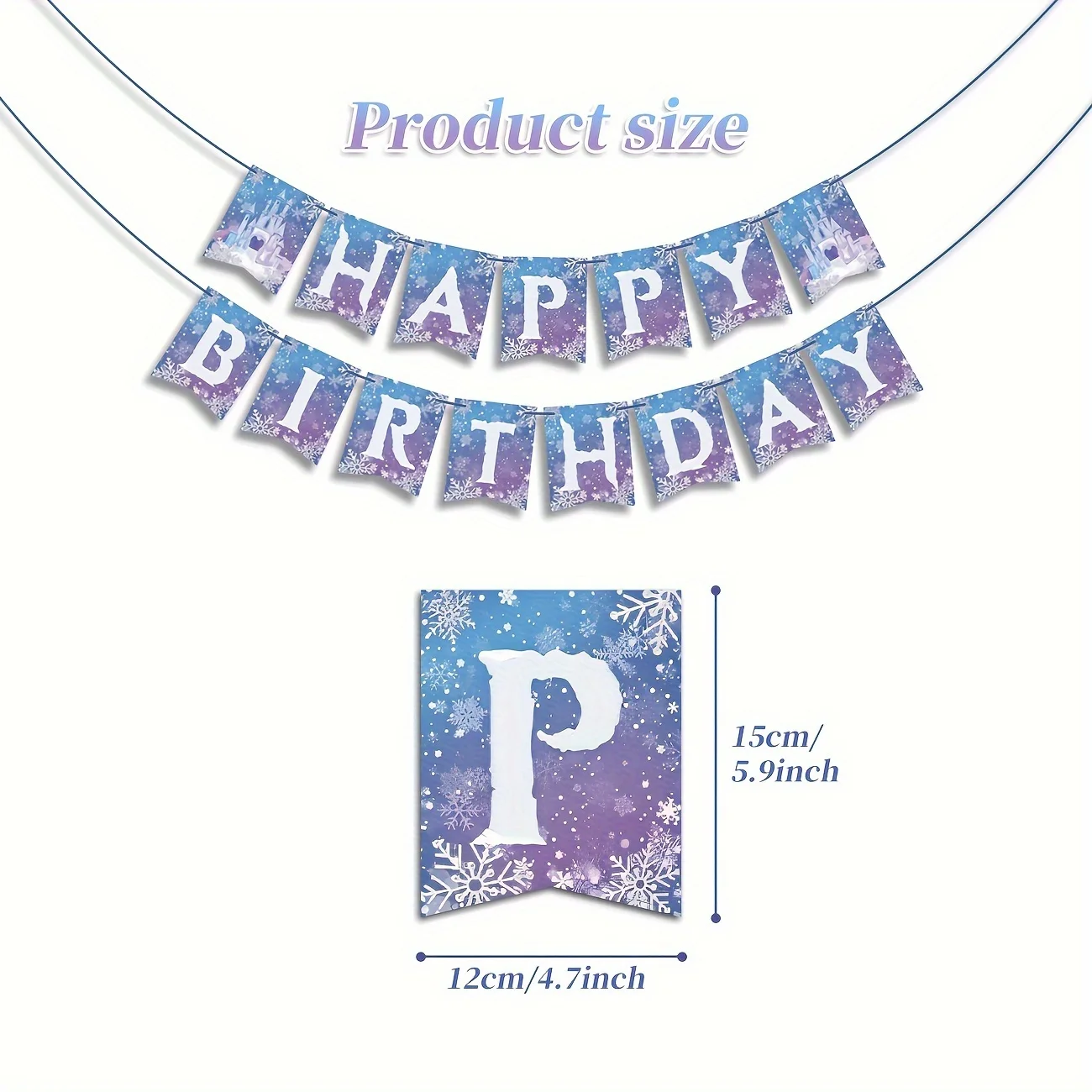 Frozen Birthday Party Banner Frozen Party Decorations Winter Snowflake Happy Birthday Banners for Winter Wonderland Christmas view 2