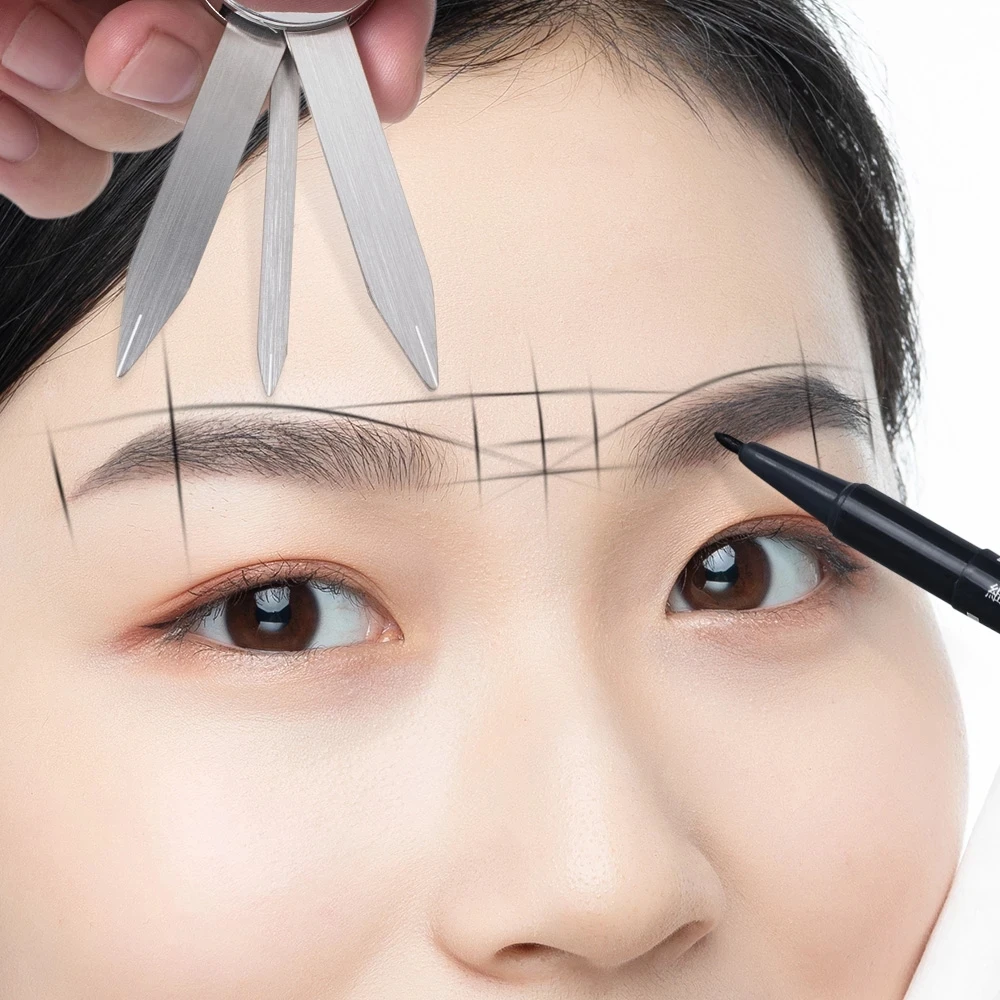 1pc Edelstahl Microblading Balance Positionierung Äquidistan Dreieck Augenbraue Mapping Lineal Golden Ratio Sattel Make-Up-Tool – Detail 5