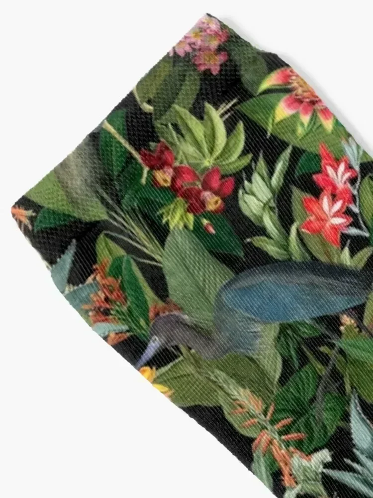 Vintage Pattern - Blue heron and tropical flowers Socks custom anti-slip designer brand Men's Socks Luxury Women's