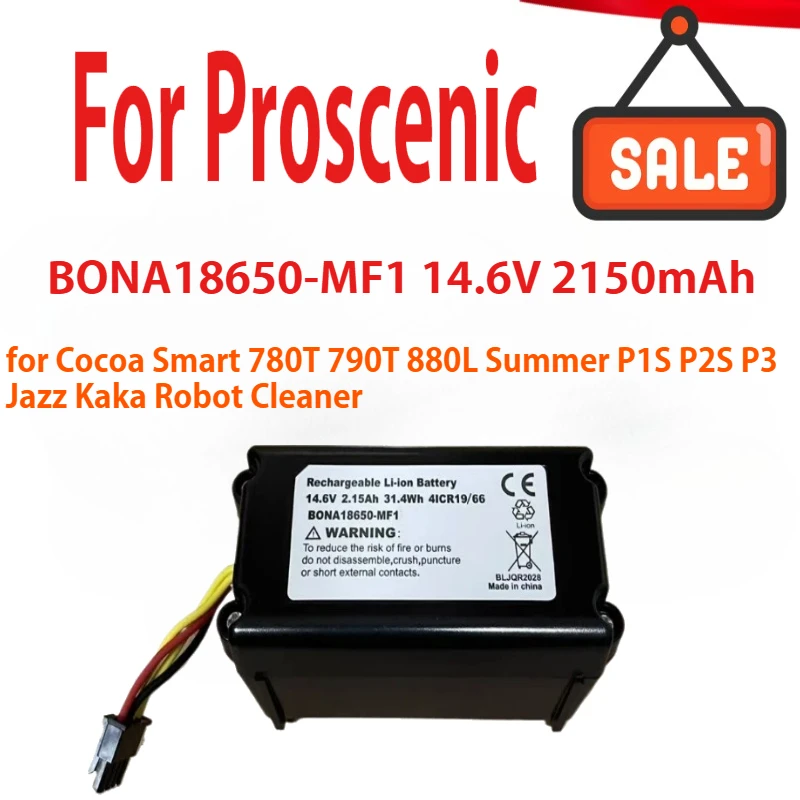 14.6V 2150mAh/3000mAh BONA18650-MF1 Battery For Proscenic Cocoa Smart 780T 790T 880L Summer P1S P2S P3 Jazz Kaka Robot Cleaner