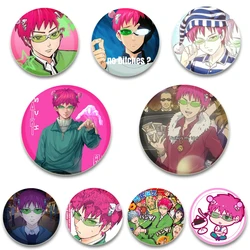 58/44/32mm Saiki K Figure Badge Round Soft Button Pin Creative Brooch Backpack Clothes Decoration Fashion Jewelry Gifts