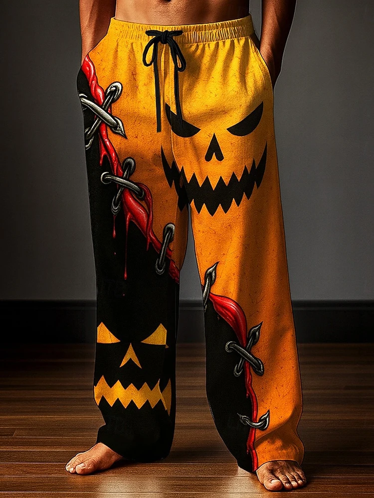 2025 Autumn Halloween Horror Atmosphere Printed Men's Casual Pants, Urban Street Fashion Trendy Men's Casual Pants S-5XL