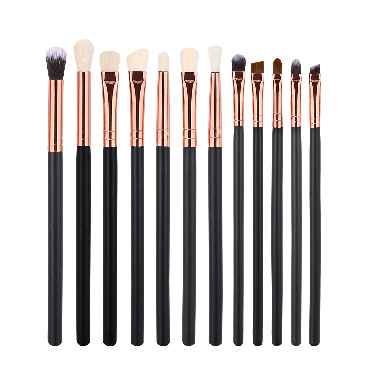 Eyeshadow Makeup Brushes Custom Logo Black Handle Vegan Make Up Brush 12pcs/set Free Private Label Beauty Tools Wholesale 10sets